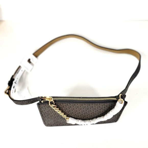 New - MICHAEL KORS Belt Bag with Pull Chain Chocolate Size M - Picture 7 of 16
